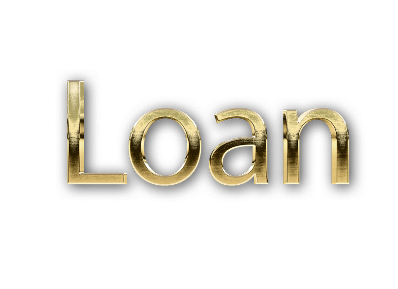 3D WORD LOAN gold text effects art typography PNG images free